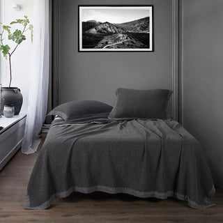 Stonewashed Cotton Waffle Weave Coverlet, 1 Piece, Slate, Full/Queen
