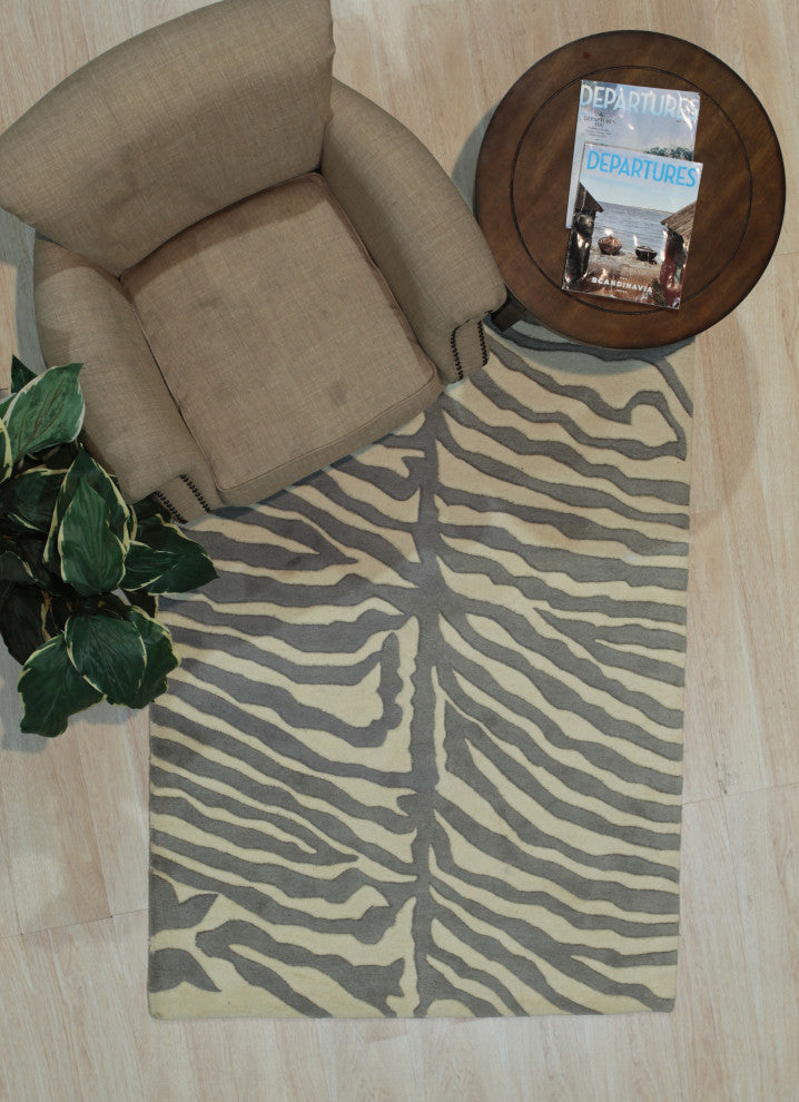 EORC Gray Hand-Tufted Wool Tufted Rug 4'x6'