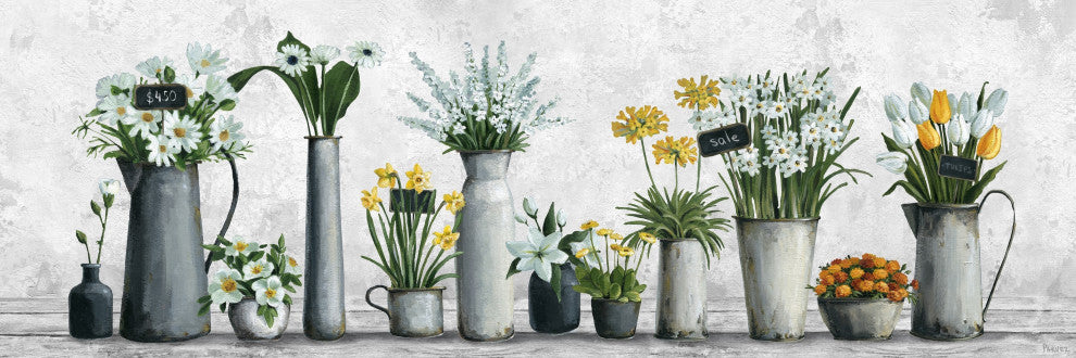 "White and Yellow Flowers" Painting Print on Wrapped Canvas