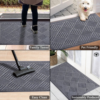 A1HC Superior Absorbant Polypropylene Doormat, Light Gray Checkered, 24"x36"