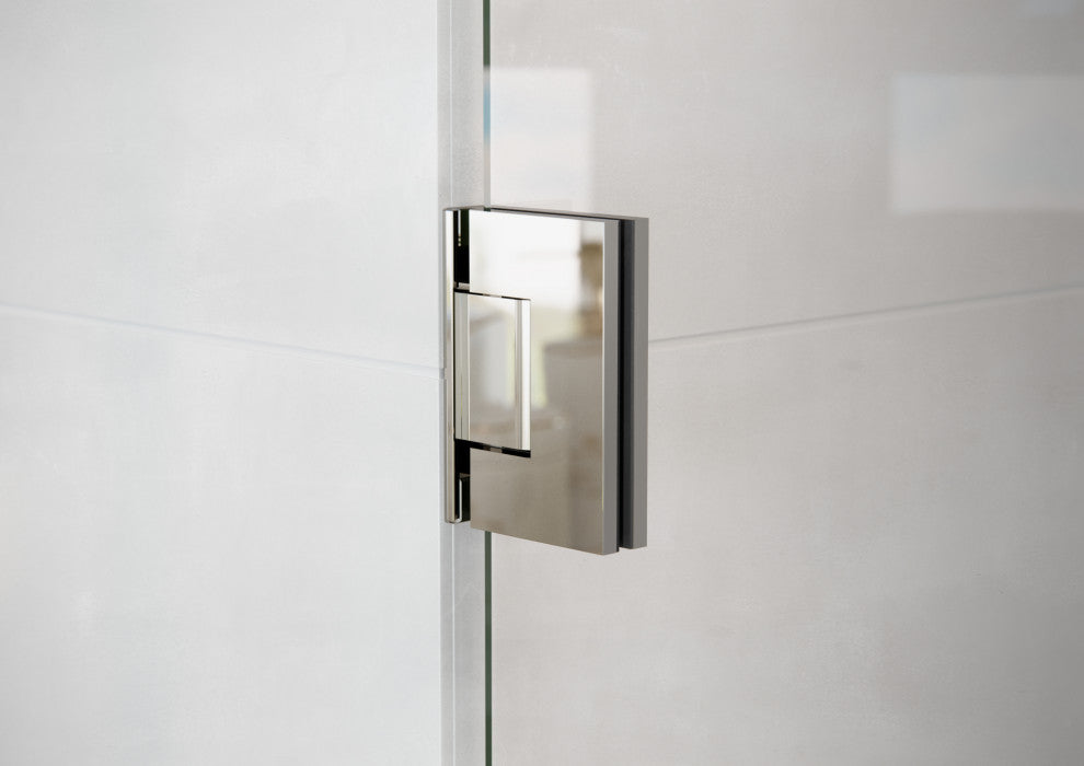 78"x44" Frameless Shower Door, Wall Hinge, Polished Nickel