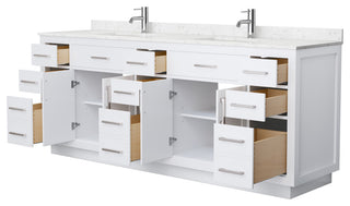 Beckett TK 84" Double Vanity, Cultured Top, Nickel Trim