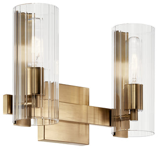 Jemsa 13.75" 2 Light Vanity With Clear Fluted Glass, Champagne Bronze
