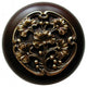 Ginkgo-Berry Walnut Wood Knob, Antique-Style Brass