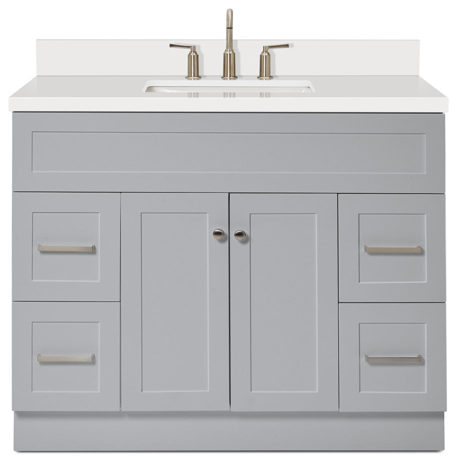 Hamlet 43" Bath Vanity Rectangle Sink in Grey With Quartz Vanity Top