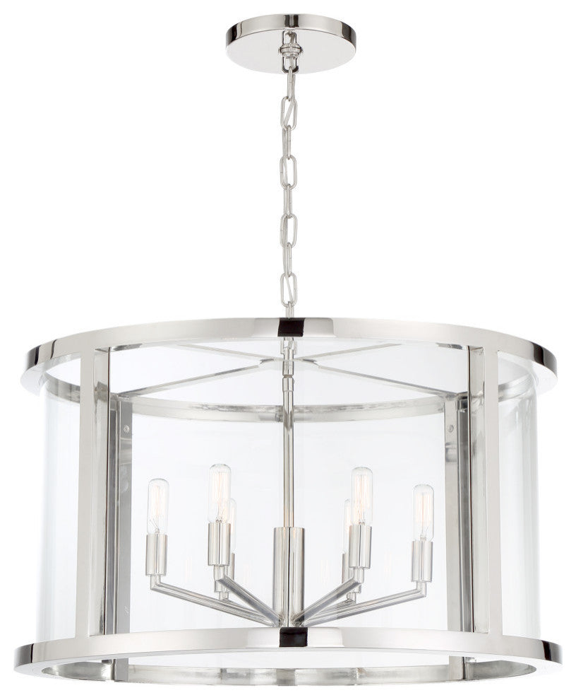 Libby Langdon for Crystorama Devon 6 Light Polished Nickel Lantern