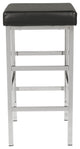 30" Chrome Backless Stool, Black Vinyl