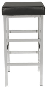 30" Chrome Backless Stool, Black Vinyl