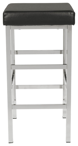 30" Chrome Backless Stool, Black Vinyl