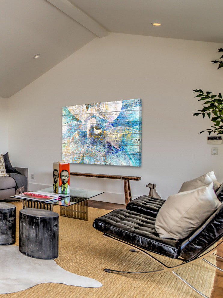 "Gold Blue Succulent" Painting Print on Canvas by Irena Orlov