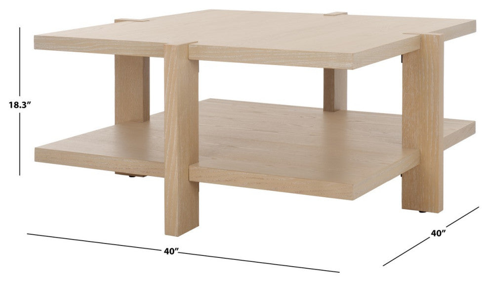 Safavieh Couture Quigley Square Coffee Table, Natural Cerused Oak