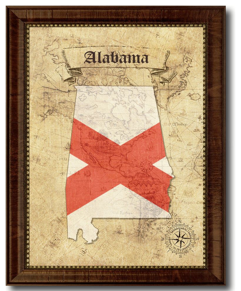 Alabama State Vintage Map, 18"x23"