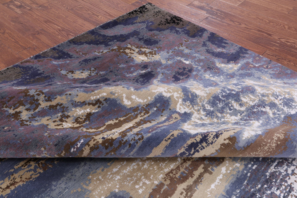 Moon And Sea Wool and Silk Hand Knotted Rug 8' 2" X 10' 1" Q9102