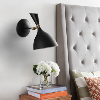 Josef 10" Iron Retro LED Wall Sconce, Black, Black/Brass Gold