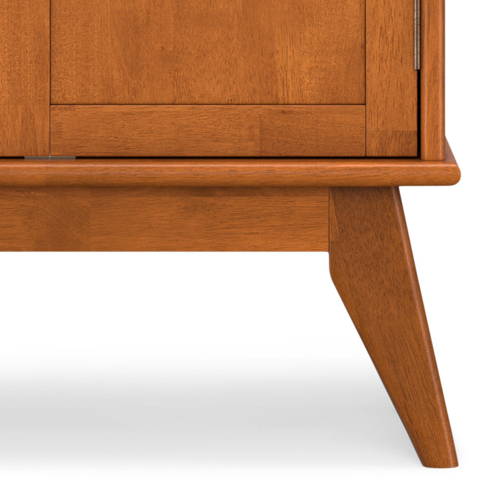 Draper Solid Hardwood Mid Century Bar Cabinet, Teak Brown