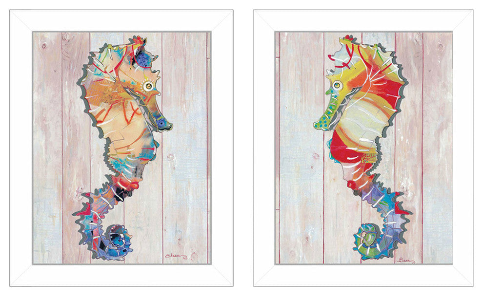 "Sea Horses" Collection By Sear, Printed Wall Art, Ready To Hang, White Frame