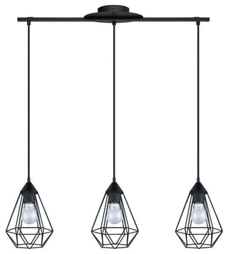 3x100W Multi Light Cage Pendant With Matte Black Finish