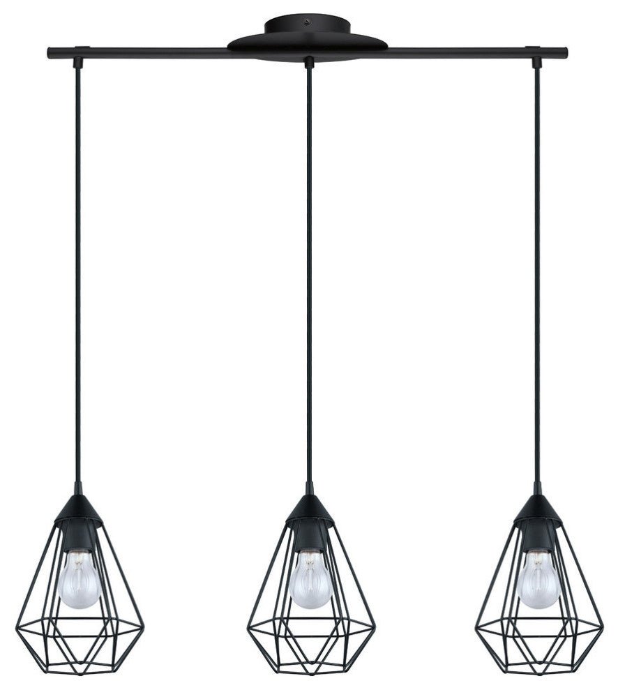 3x100W Multi Light Cage Pendant With Matte Black Finish
