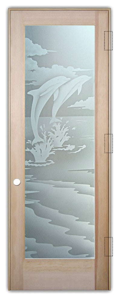 Interior Prehung Door or Interior Slab Door - Dolphins Leaping - Douglas Fir...