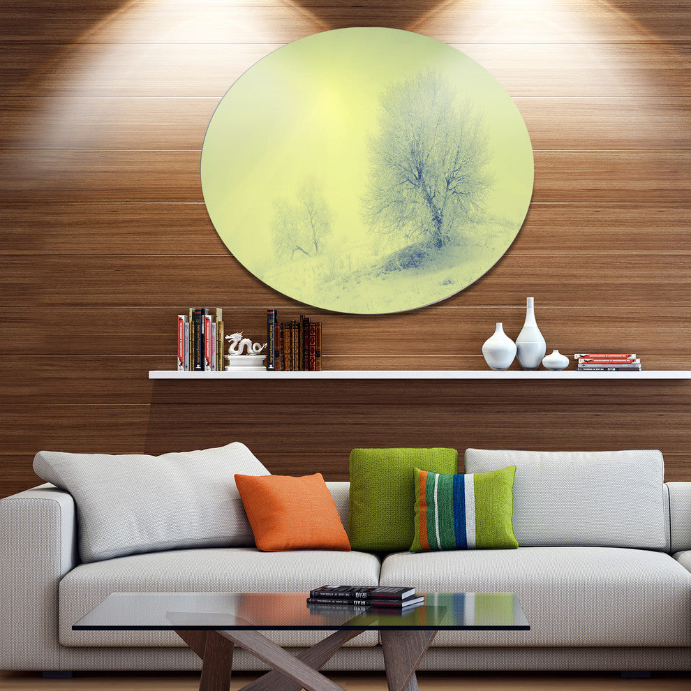 Beautiful Winter Snow Valley, Landscape Wall Round Wall Art, 11"