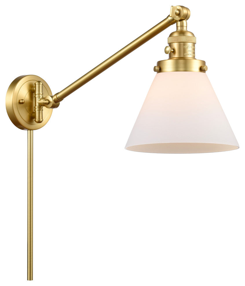 Cone Swing Arm With Switch, Satin Gold, Matte White, Matte White