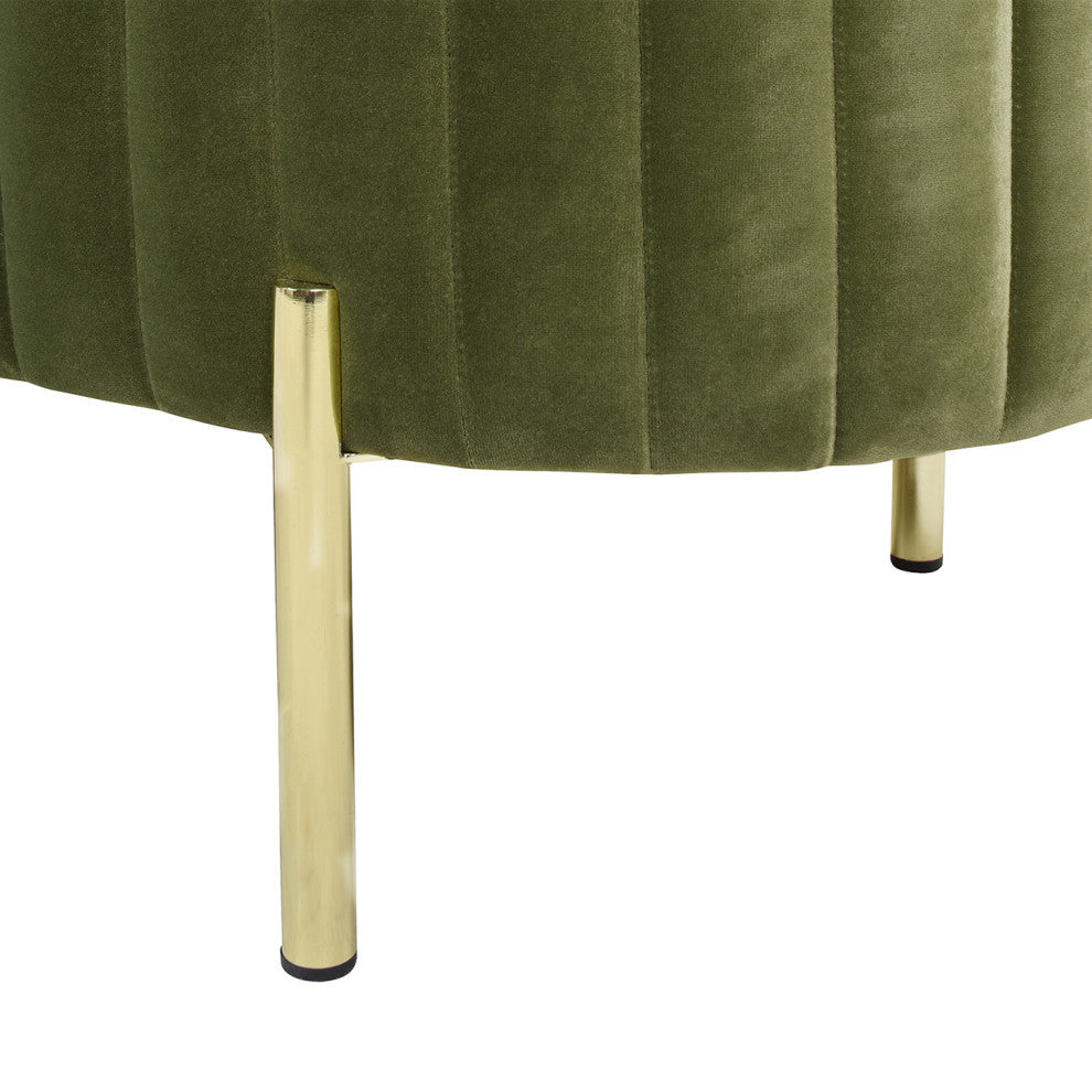 Chloe Modern Glam Storage Bench, Olive Green Performance Velvet