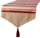 Table Runner Red Linen Silk 14"x64" Tassels Beaded Applique, Chevron Bar