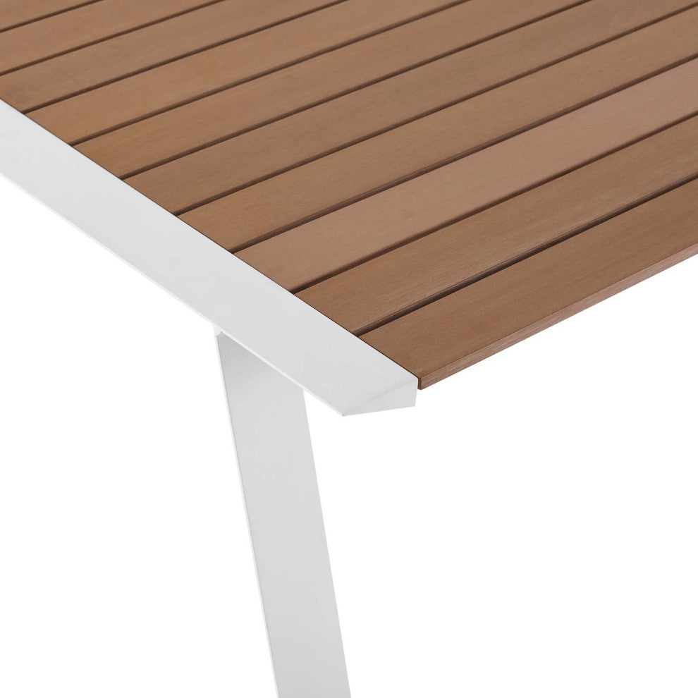 Roanoke 73" Outdoor Patio Aluminum Dining Table - White Natural