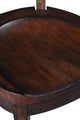 Cafe Side Chair Dining Carved Wood Saddle Seat, Curved X-Back, Dark