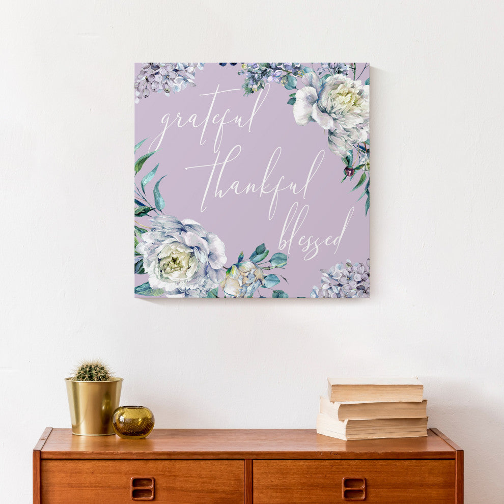 Grateful Peonies Lilac 16x16 Canvas Wall Art