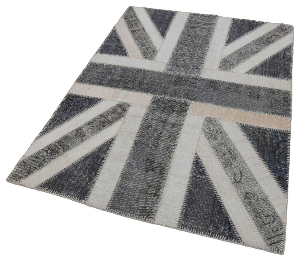 Rug N Carpet - Handmade Oriental 4' 9'' x 6' 4'' Flag Patchwork Rug