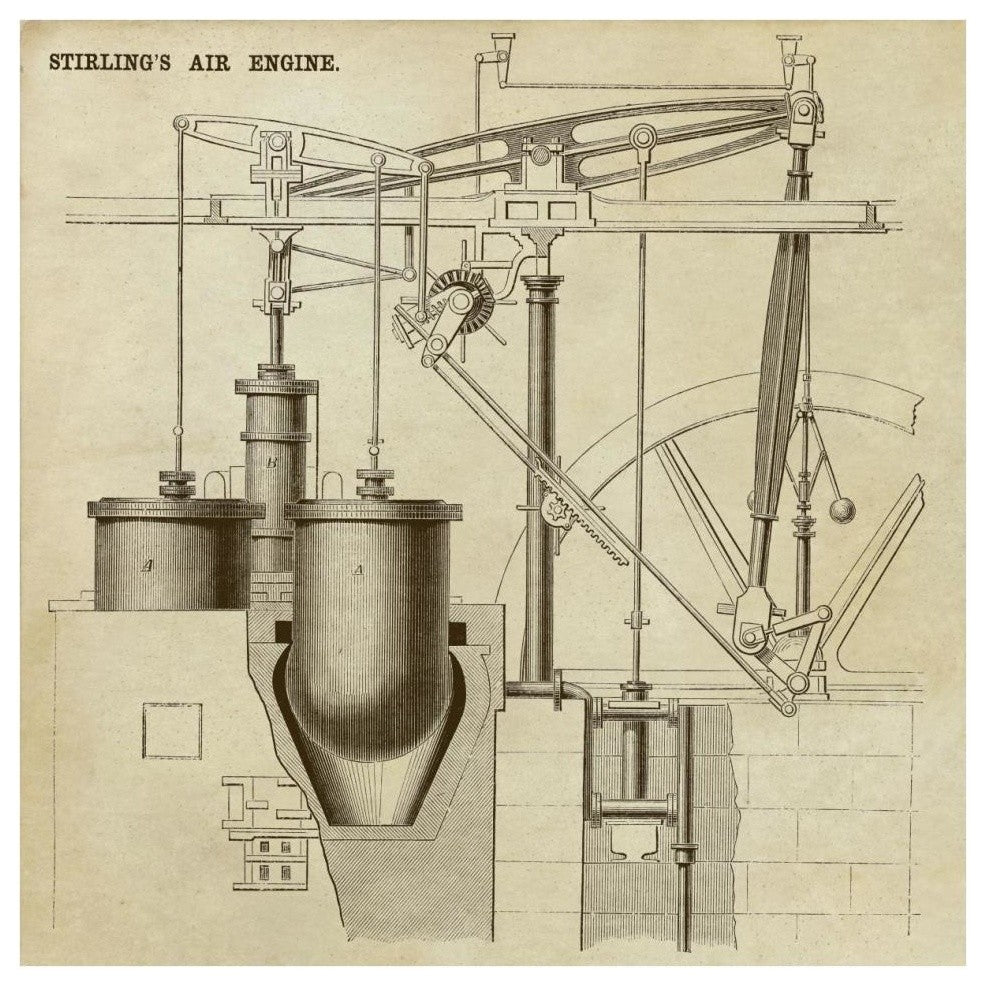 "Stirling's Air Engine" Digital Paper Print by Inventions, 38"x38"