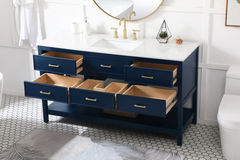 Home Living 60" Single Bathroom Vanity, Blue