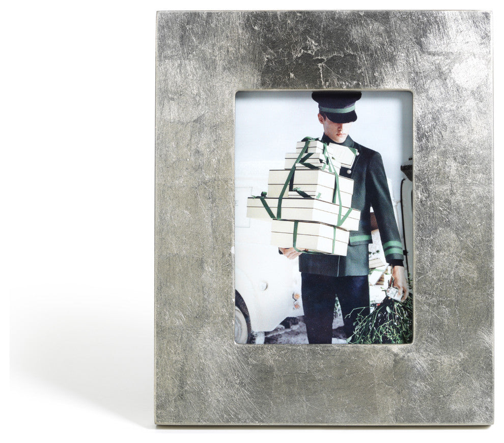 5"x7" Photo Frame, Silver Finish With Leaf Design