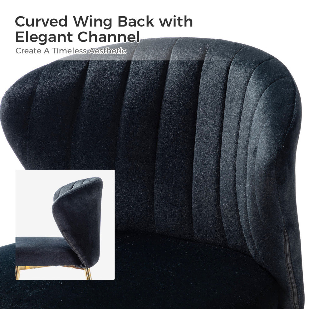 Luna Contemporary Side Chair With Tufted Back, Black
