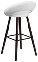 Kelsey Series 30" Vinyl Barstool With Cappuccino Wood Frame, White