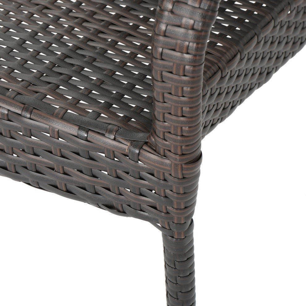 GDF Studio 3-Piece Parham Outdoor Multi-Brown Wicker Set, Box Table