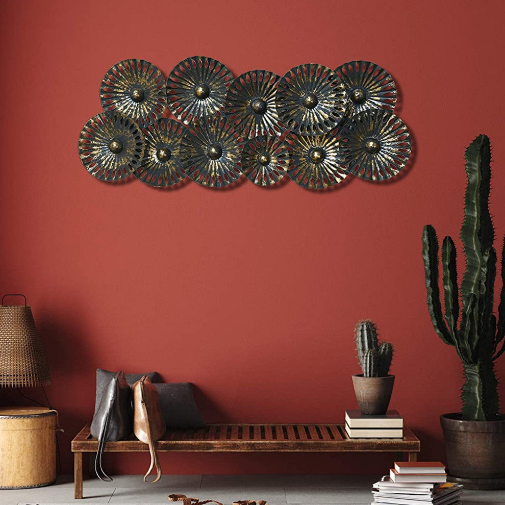 DecorShore Gold and Gray Abstract Metal Decorative Wall Art