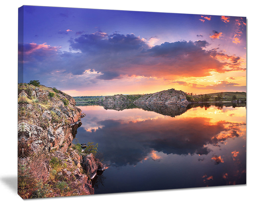 "Large Summer Clouds Reflection" Landscape Canvas Photo Print, 20"x12"