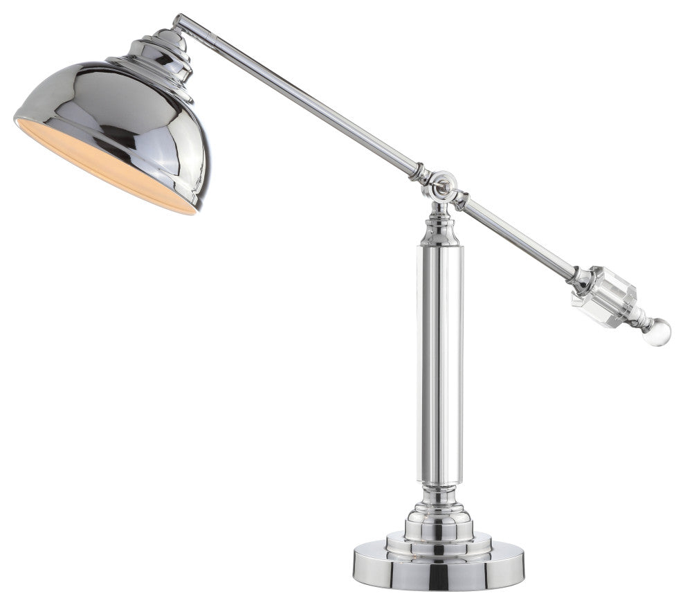 Giselle 22" Metal and Crystal Task Lamp, Chrome and Clear