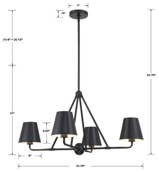 Xavier 4-Light Matte Black Chandelier