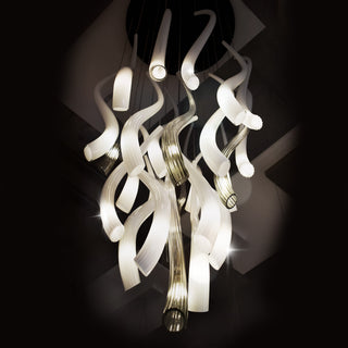 Hand Blown Murano Glass Chandelier, Black Canopy, 84" Long