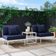 Lounge Chair Table Set, Navy White, Aluminum, Modern, Outdoor Patio Hospitality