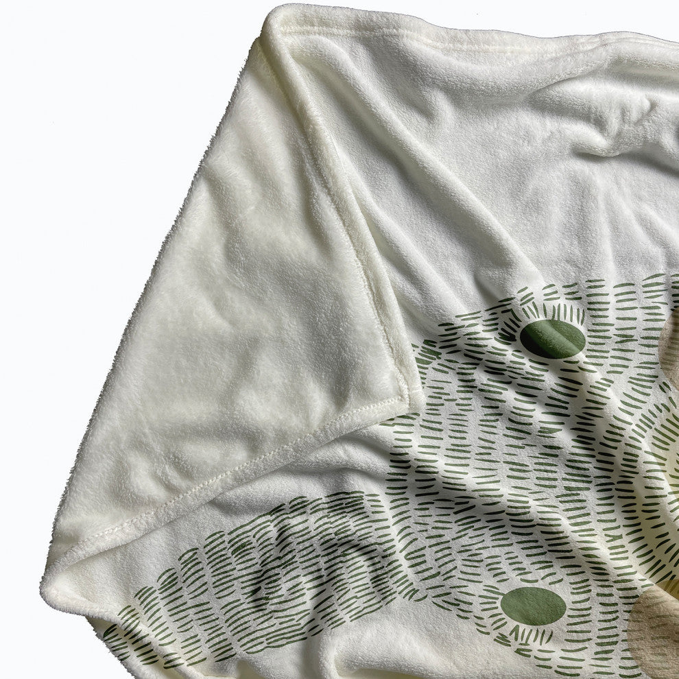 60 x 80 in Monochrome Easter Bunny Throw Blanket, Laurel Tree Green