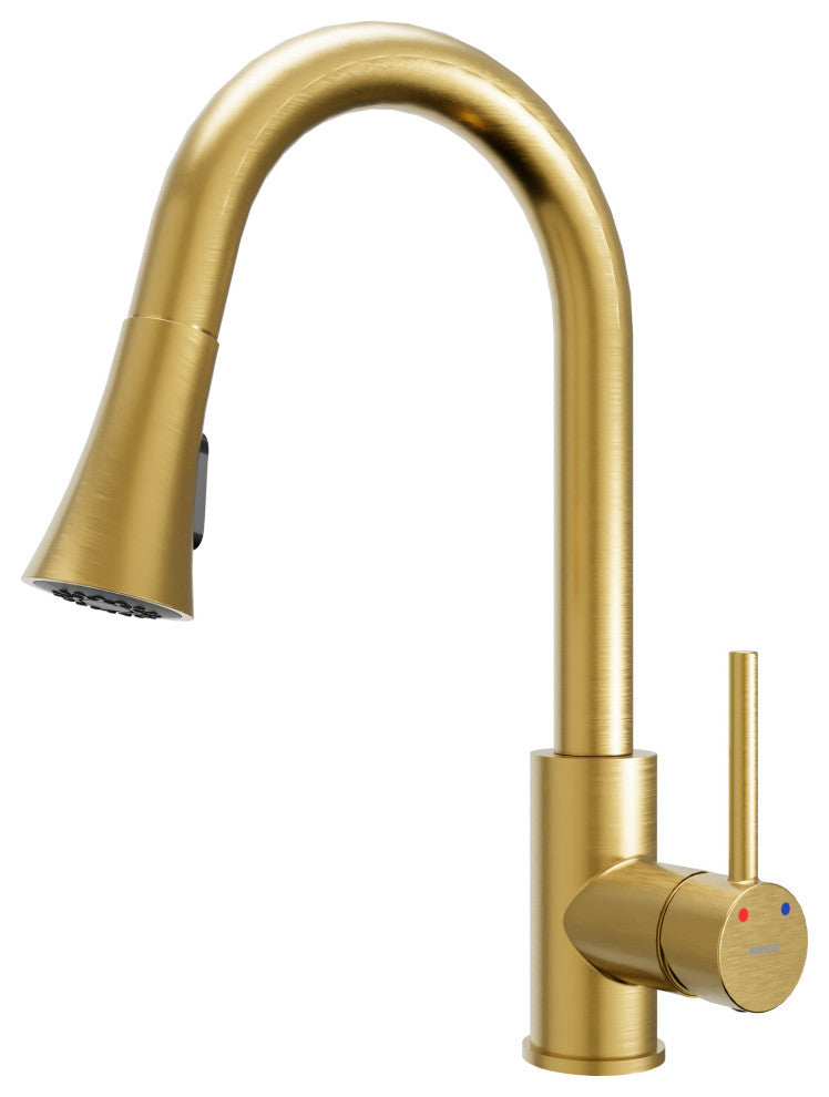 Karran Weybridge Single-Handle Pull-Down Sprayer Kitchen Faucet, Brushed Gold