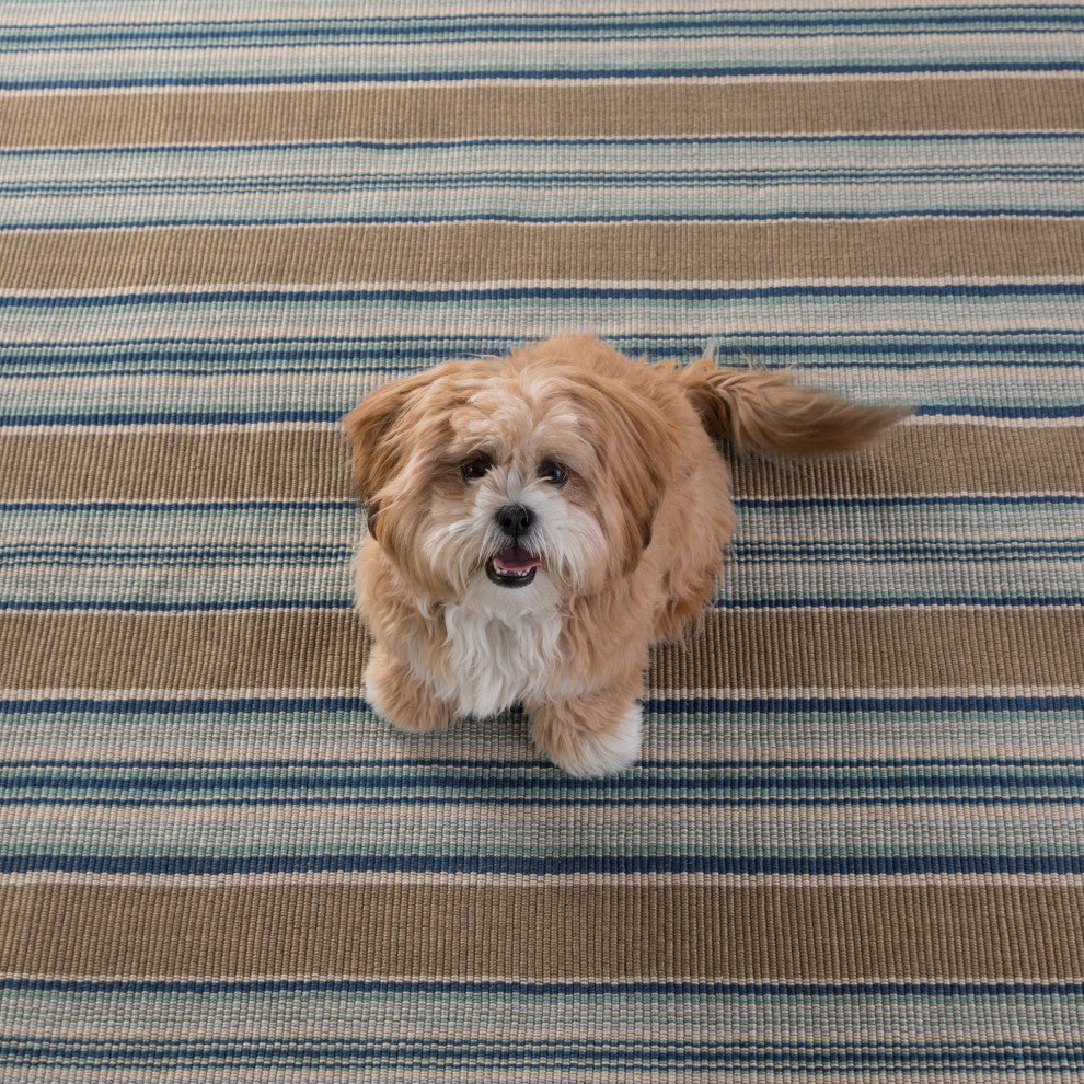 Dash & Albert Blue Heron Stripe Handwoven Indoor/Outdoor Rug, Blue, 3' x 5'