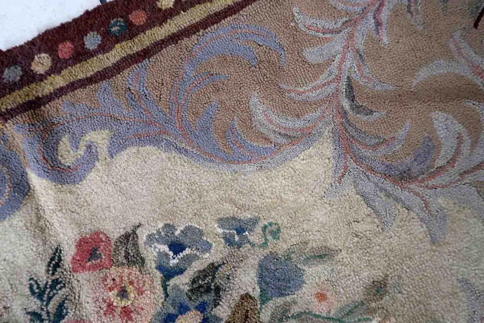 Handmade Antique American Hooked Rug 2.7'x5', 84cmx154cm 1880s