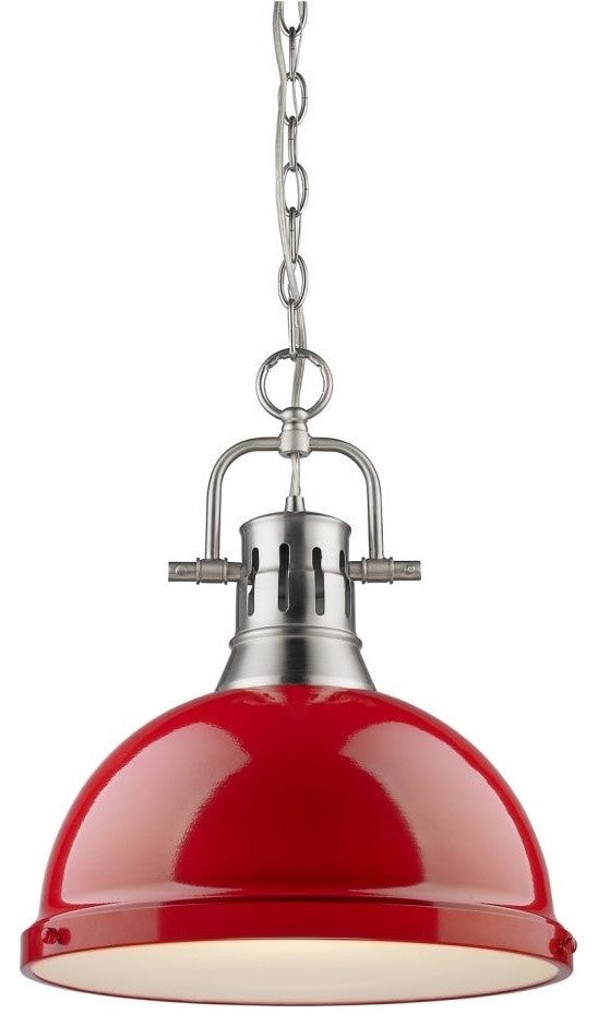 Golden Lighting Duncan 1-Light Pendant, Red, Pewter