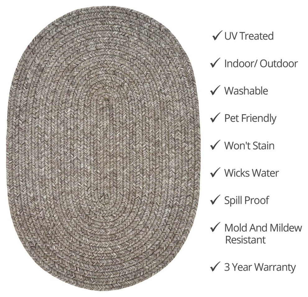 Homespice Decor Slate Indoor/Outdoor Braided Rug 20"x30" Oval