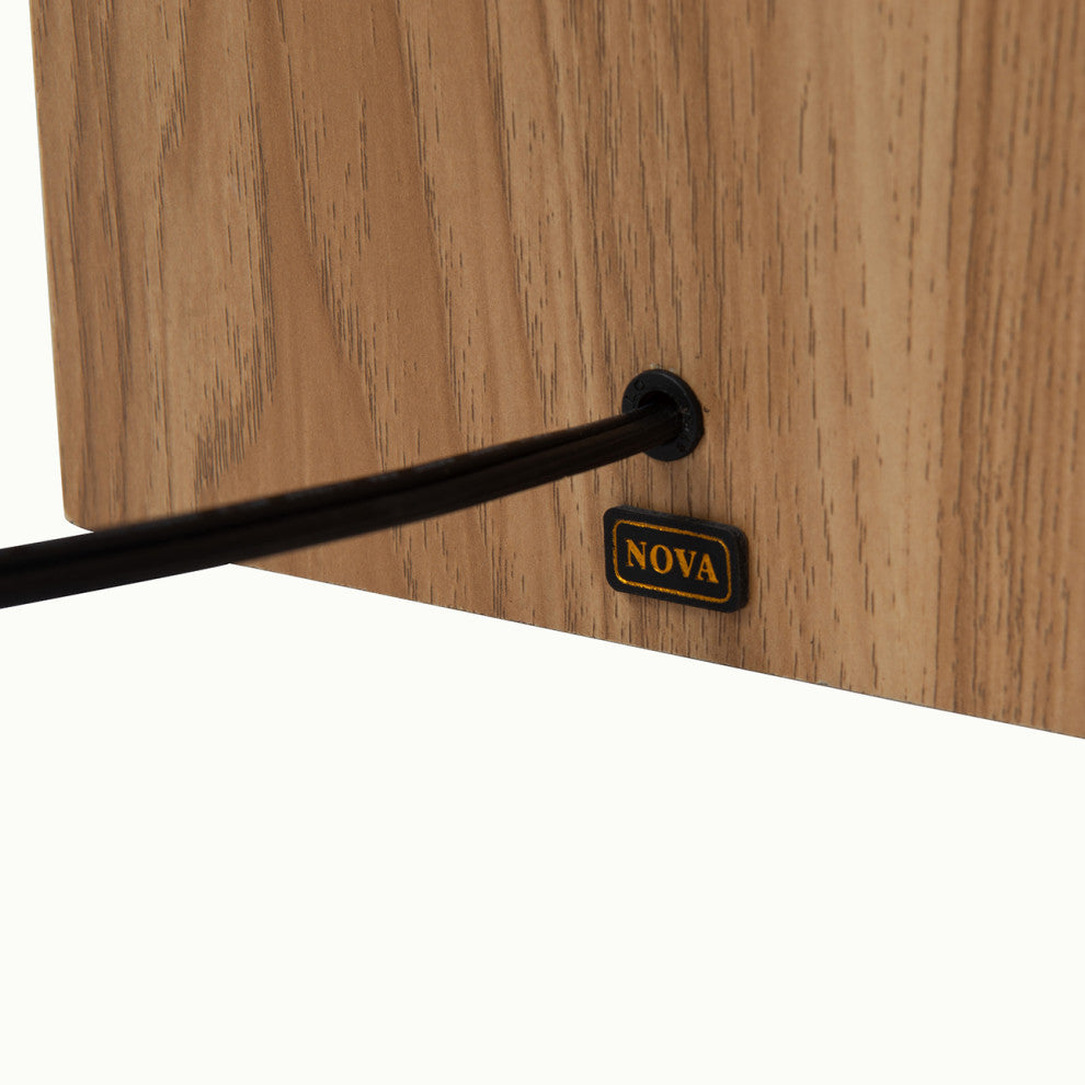 Obelisk Floor Lamp - Natural Ash Wood Finish, White Cotton-Linen Shade